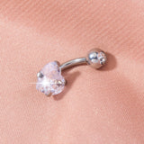 Zircon Heart Navel Pin - Stainless Steel Jewelry Belly Piercing