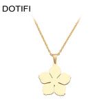 Stainless Steel Necklace For Women Man Blossom Flower Pendant Necklace Jewelry
