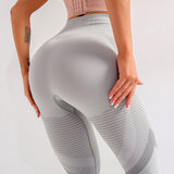 High Waist Fitness Leggings Women Sexy Seamless Leggings Hollow Printed Workout Pants Push Up Slim Elasticity