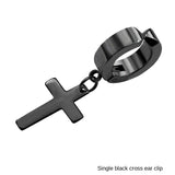 Stainless Steel 1 PC Clip On Non Piercing Earrings For Women Men Black Gold Color Cross Gothic Punk Rock Drop