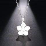 Stainless Steel Necklace For Women Man Blossom Flower Pendant Necklace Jewelry
