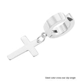 Stainless Steel 1 PC Clip On Non Piercing Earrings For Women Men Black Gold Color Cross Gothic Punk Rock Drop