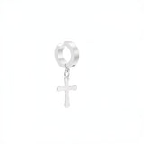 Stainless Steel 1 PC Clip On Non Piercing Earrings For Women Men Black Gold Color Cross Gothic Punk Rock Drop
