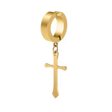 Stainless Steel 1 PC Clip On Non Piercing Earrings For Women Men Black Gold Color Cross Gothic Punk Rock Drop