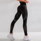 High Waist Fitness Leggings Women Sexy Seamless Leggings Hollow Printed Workout Pants Push Up Slim Elasticity