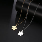 Stainless Steel Necklace For Women Man Blossom Flower Pendant Necklace Jewelry