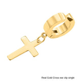Stainless Steel 1 PC Clip On Non Piercing Earrings For Women Men Black Gold Color Cross Gothic Punk Rock Drop