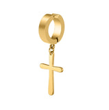 Stainless Steel 1 PC Clip On Non Piercing Earrings For Women Men Black Gold Color Cross Gothic Punk Rock Drop