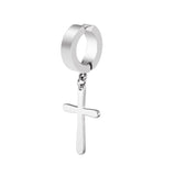 Stainless Steel 1 PC Clip On Non Piercing Earrings For Women Men Black Gold Color Cross Gothic Punk Rock Drop