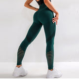 High Waist Fitness Leggings Women Sexy Seamless Leggings Hollow Printed Workout Pants Push Up Slim Elasticity