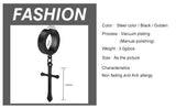Stainless Steel 1 PC Clip On Non Piercing Earrings For Women Men Black Gold Color Cross Gothic Punk Rock Drop