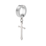 Stainless Steel 1 PC Clip On Non Piercing Earrings For Women Men Black Gold Color Cross Gothic Punk Rock Drop