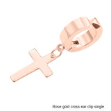 Stainless Steel 1 PC Clip On Non Piercing Earrings For Women Men Black Gold Color Cross Gothic Punk Rock Drop