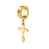 Stainless Steel 1 PC Clip On Non Piercing Earrings For Women Men Black Gold Color Cross Gothic Punk Rock Drop