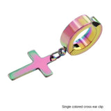 Stainless Steel 1 PC Clip On Non Piercing Earrings For Women Men Black Gold Color Cross Gothic Punk Rock Drop