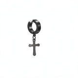 Stainless Steel 1 PC Clip On Non Piercing Earrings For Women Men Black Gold Color Cross Gothic Punk Rock Drop