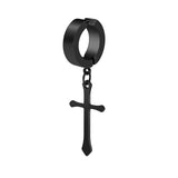 Stainless Steel 1 PC Clip On Non Piercing Earrings For Women Men Black Gold Color Cross Gothic Punk Rock Drop