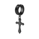 Stainless Steel 1 PC Clip On Non Piercing Earrings For Women Men Black Gold Color Cross Gothic Punk Rock Drop