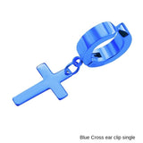 Stainless Steel 1 PC Clip On Non Piercing Earrings For Women Men Black Gold Color Cross Gothic Punk Rock Drop