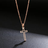Stainless Steel Necklace For Women Lover's Gold And Rose Gold Color Chain Cross Necklace Small Cross Religious Jewelry