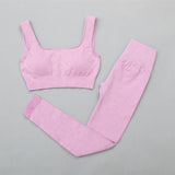 Ribbed Yoga Clothing Set Women High Waist Leggings And Top Bra Two Piece Set Seamless  Fitness Workout Outfits Gym Wear