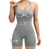Women's Criss Cross Backless Cami Sports Romper Sleeveless Running Workout Yoga Shorts Fitness Jumpsuits