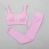 Ribbed Yoga Clothing Set Women High Waist Leggings And Top Bra Two Piece Set Seamless  Fitness Workout Outfits Gym Wear