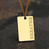 Stainless Steel Necklaces Square Letters The World Is Yours Pendants Chain Collar Waterproof Necklace  Jewelry