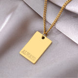 Stainless Steel Necklaces Square Letters The World Is Yours Pendants Chain Collar Waterproof Necklace  Jewelry