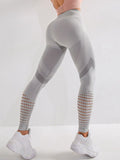 High Waist Fitness Leggings Women Sexy Seamless Leggings Hollow Printed Workout Pants Push Up Slim Elasticity