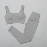 Ribbed Yoga Clothing Set Women High Waist Leggings And Top Bra Two Piece Set Seamless  Fitness Workout Outfits Gym Wear