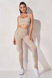 Ribbed Yoga Clothing Set Women High Waist Leggings And Top Bra Two Piece Set Seamless  Fitness Workout Outfits Gym Wear