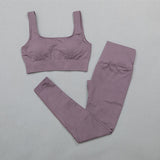 Ribbed Yoga Clothing Set Women High Waist Leggings And Top Bra Two Piece Set Seamless  Fitness Workout Outfits Gym Wear