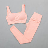 Ribbed Yoga Clothing Set Women High Waist Leggings And Top Bra Two Piece Set Seamless  Fitness Workout Outfits Gym Wear