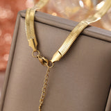 Stainless Steel Necklaces Fashion Unisex Waterproof Filmy Snake Chain Herringbone Choker Men Necklace or Women Jewelry