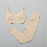 Ribbed Yoga Clothing Set Women High Waist Leggings And Top Bra Two Piece Set Seamless  Fitness Workout Outfits Gym Wear