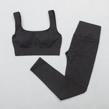 Ribbed Yoga Clothing Set Women High Waist Leggings And Top Bra Two Piece Set Seamless  Fitness Workout Outfits Gym Wear