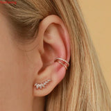 Women's 925 Sterling Silver Ear Needle Crystal Zircon Water Droplets Stud Hoop Gold Huggie Earrings Premium Luxury Party Jewelry