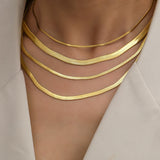 Stainless Steel Necklaces Fashion Unisex Waterproof Filmy Snake Chain Herringbone Choker Men Necklace or Women Jewelry