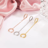 1PC Trendy Stainless Steel Double Pierced Chain Earrings for Women Flower Zircon Piercing Studs Earrings Fashion Jewelry