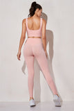 Ribbed Yoga Clothing Set Women High Waist Leggings And Top Bra Two Piece Set Seamless  Fitness Workout Outfits Gym Wear