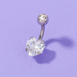 Zircon Heart Navel Pin - Stainless Steel Jewelry Belly Piercing