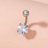 Zircon Heart Navel Pin - Stainless Steel Jewelry Belly Piercing