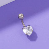 Zircon Heart Navel Pin - Stainless Steel Jewelry Belly Piercing