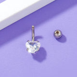 Zircon Heart Navel Pin - Stainless Steel Jewelry Belly Piercing