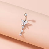 Butterfly Zircon Navel Ring - Body Belly Piercing Jewelry